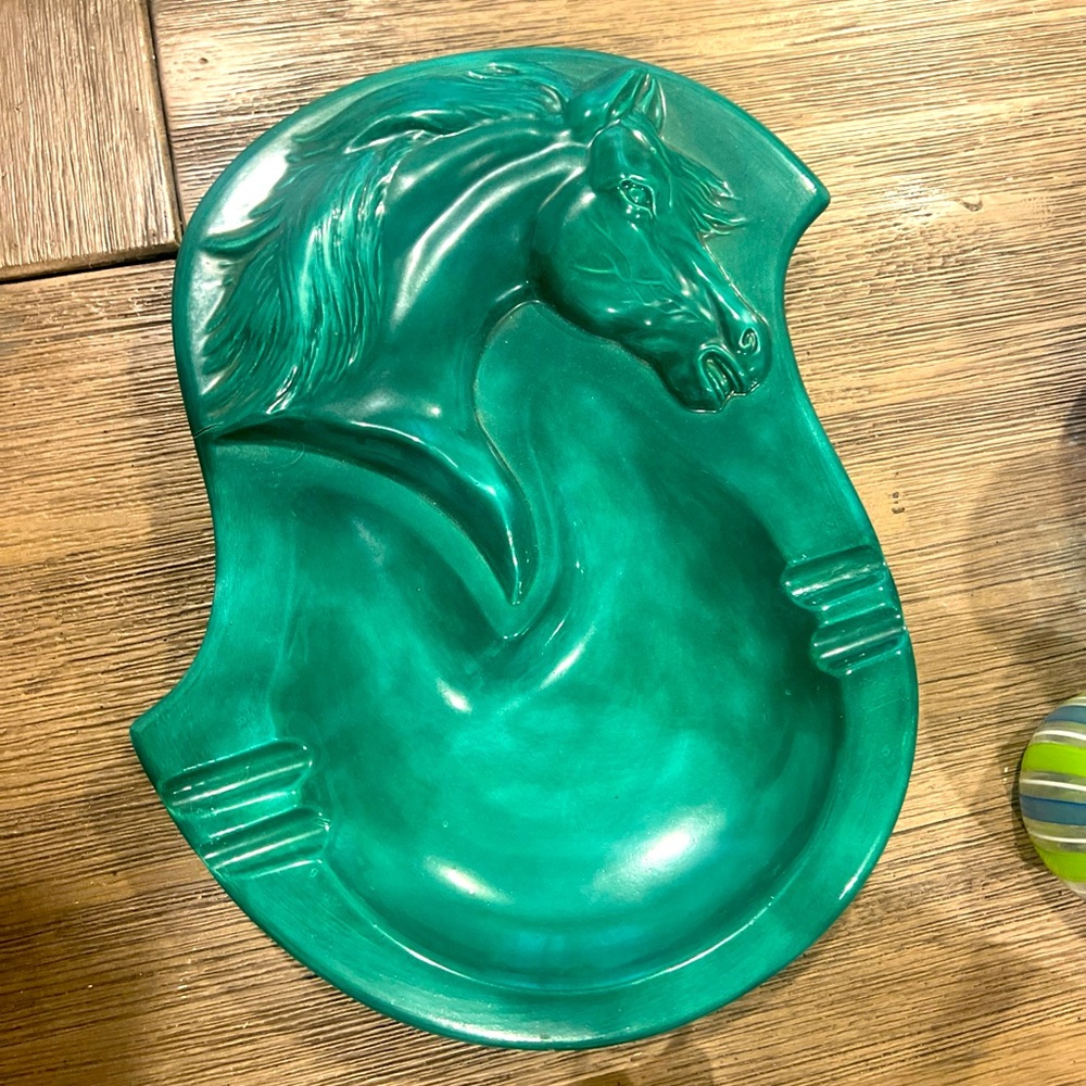 Vtg Signed Horse Head ashtray